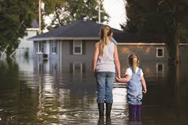 two girls in a flood